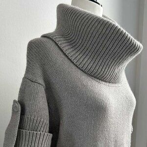 BCBG MaxAzria Dove Grey Wool-Angora Knit Cowl Sweater with Short Sleeves – US XS